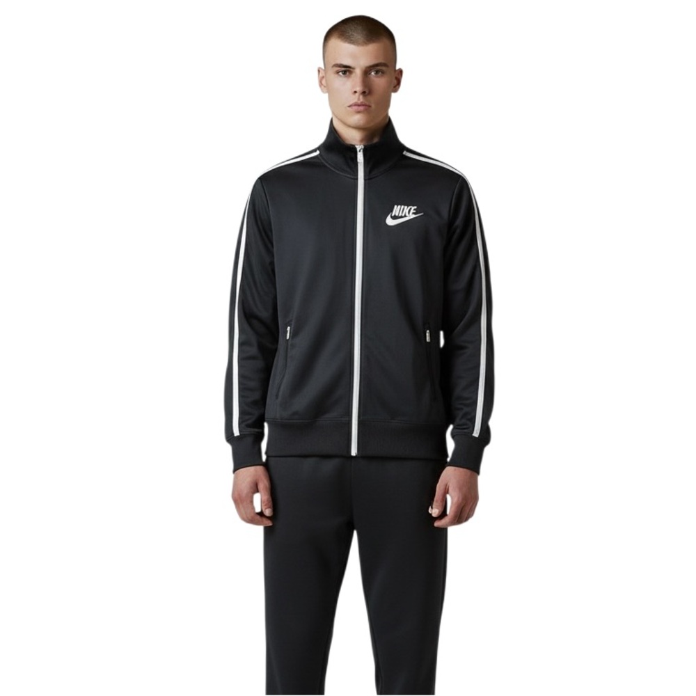Vintage Nike Sportswear Track Jacket Men’s Size Large Black White Zip Up